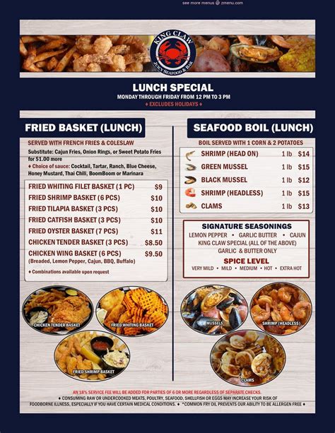 King Claw Menu And Prices